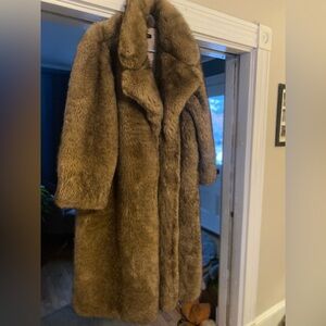 Elegant Brown Faux Fur Jacket